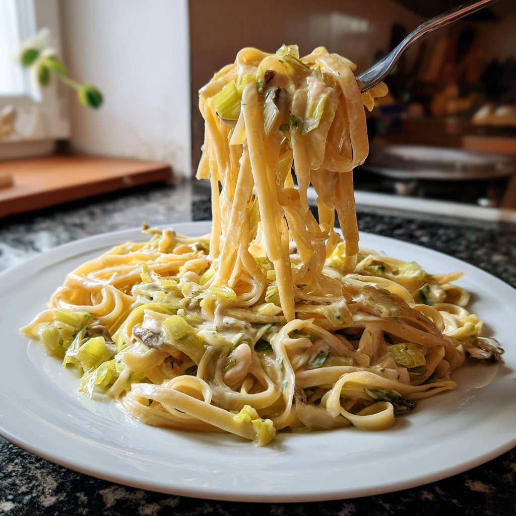 Tagliatelle mit Lauch und Sahne