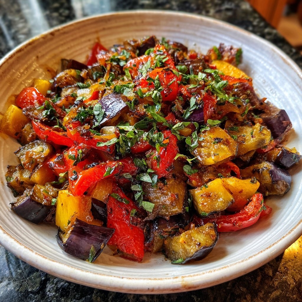 Auberginenpfanne frisch