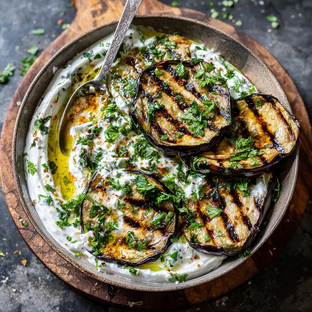 Gegrillte Auberginen Mit Joghurt Dip