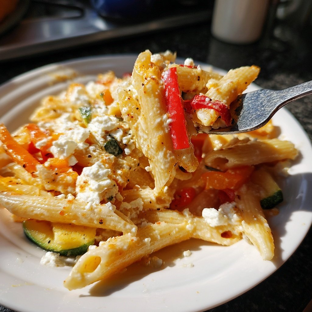 Penne mit Paprika und Feta
