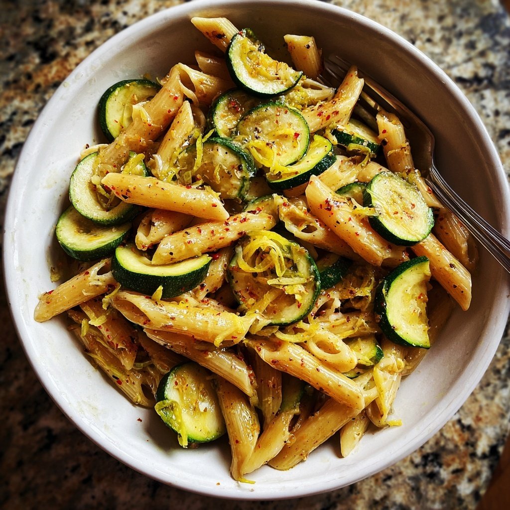 Penne mit Zucchini und Zitrone