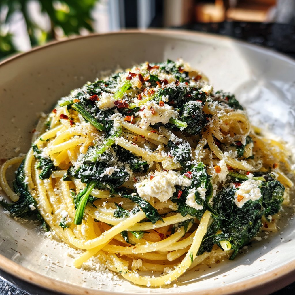 Spaghetti mit Spinat und Ricotta
