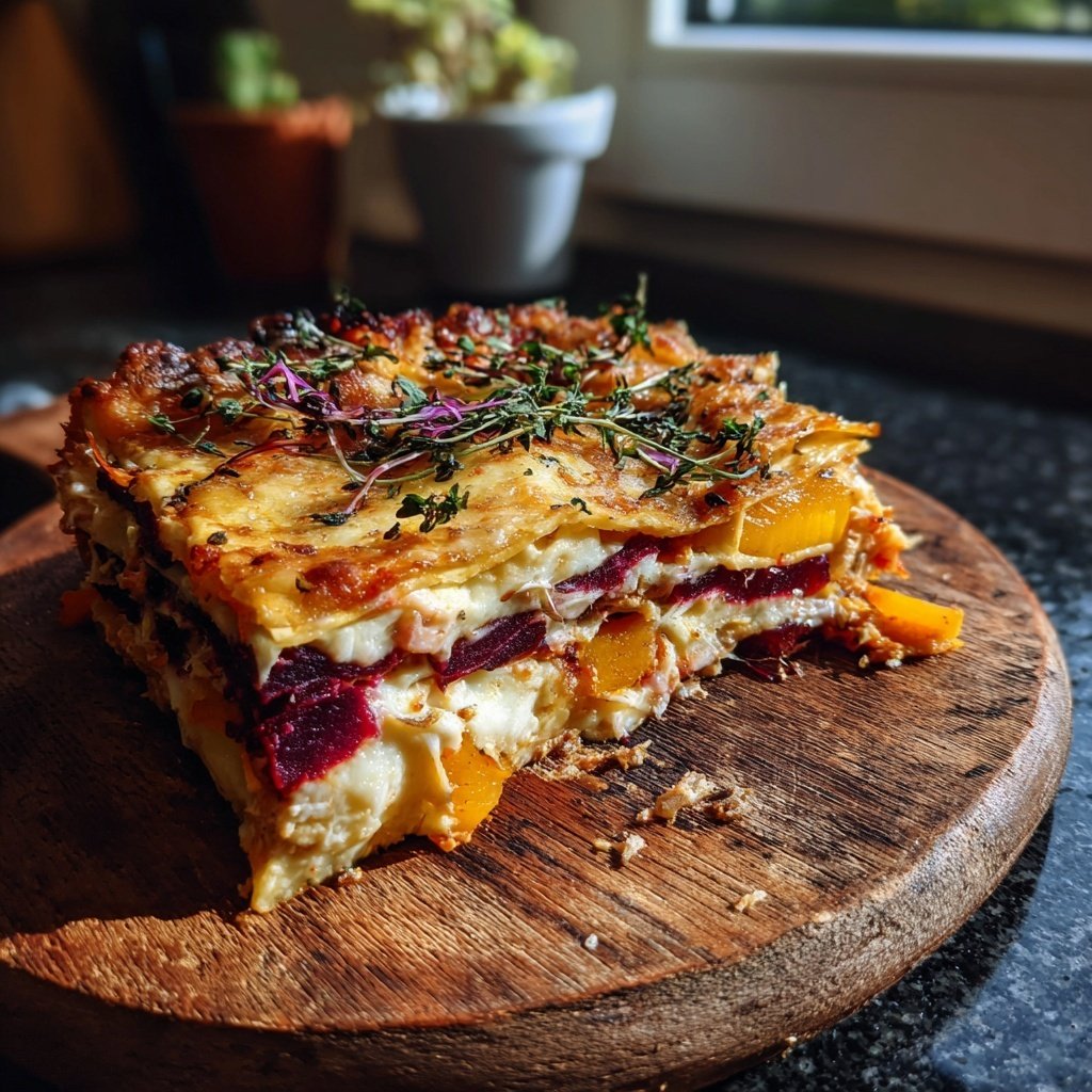 Vegetarische Lasagne mit Rote Bete